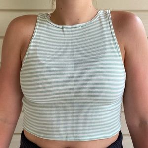 PACSUN - TRULY MADLY DEEPLY - Green and White Striped Crop Top